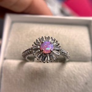 Bomb Party "Here Comes The Sun" Lab Grown Rose Fire Opal + Rhodium Plating